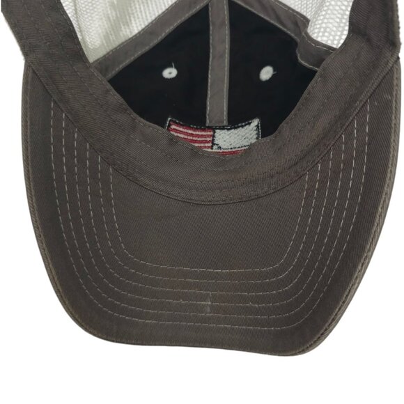 American Flag Patch Strapback Cap Curved Brim Mesh Trucker Baseball Hat Gray - Picture 7 of 14